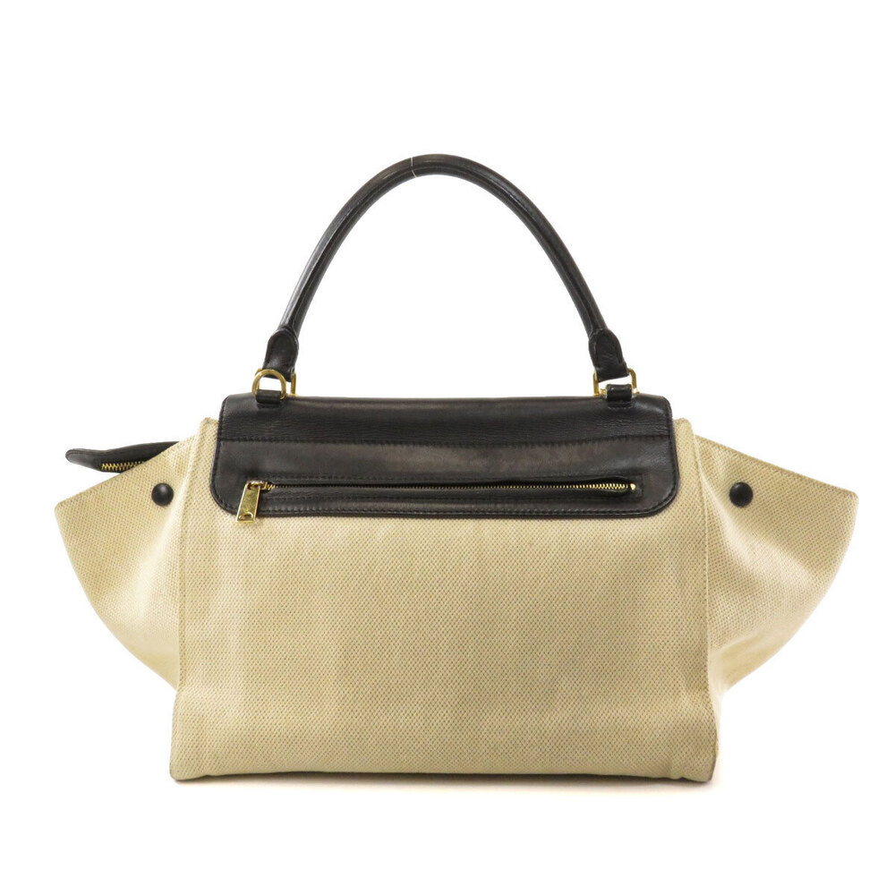 Celine Tote Bag Canvas Calfskin Trapeze Black